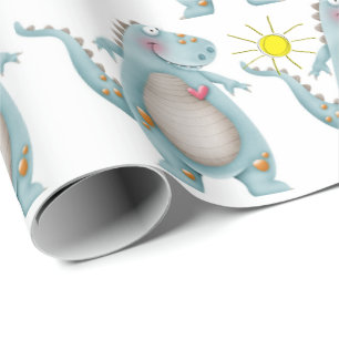 Papel De Presente Papel de empacotamento - Blue Dino Design 2