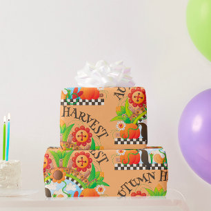 Papel De Presente Papel de empacotamento da colheita de outono