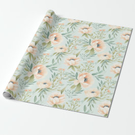 Papel De Presente Papel de empacotamento da Flor Floral de Pêssego