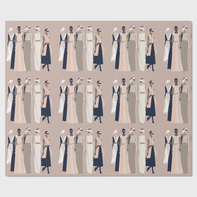 Papel De Presente Papel de empacotamento de ilustração de moda conte (Aberto)