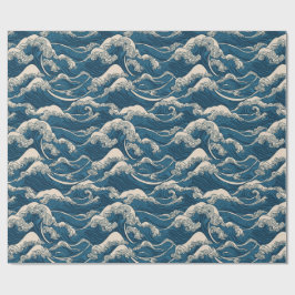 Papel De Presente Papel de empacotamento de padrão de onda japonês