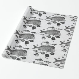 Papel De Presente Papel de empacotamento de padrões de peixe