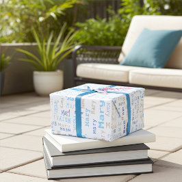 Papel De Presente Papel de empacotamento de presente de nome azul pe