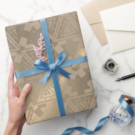 Papel De Presente Papel de empacotamento Padrão Moderno no Metálico 