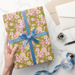 Papel De Presente Papel de enrolamento azul do Marinho de vento flor