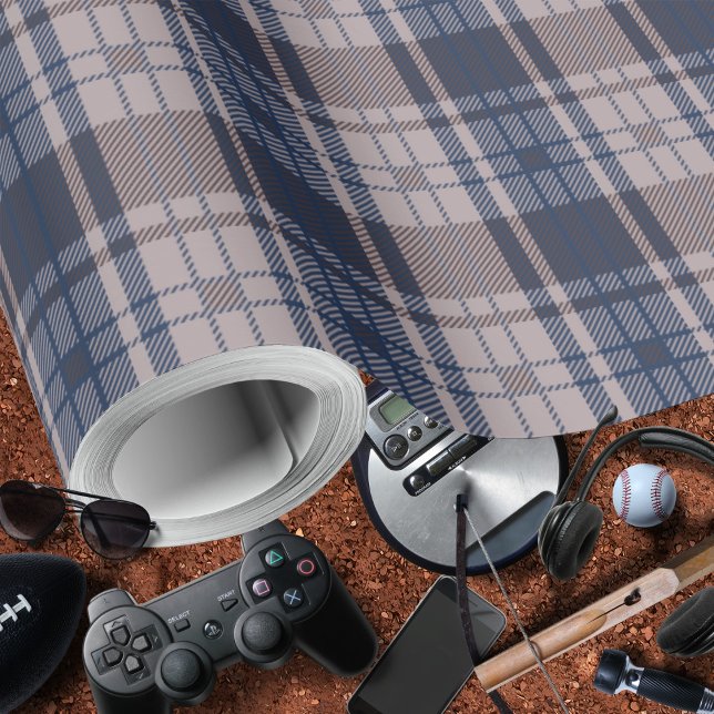Papel De Presente Papel de enrolamento castanho-masculino de xadrez  (Plaid-Blue Brown-Masculine Wrapping Paper by Leapfroglisics Shop)