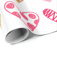 Papel de enrolamento - Corações rosa e Dourados