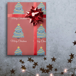 Papel De Presente Papel de enrolamento de árvores de Natal Kawaii