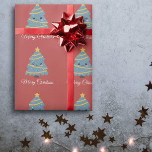 Papel De Presente Papel de enrolamento de árvores de Natal Kawaii