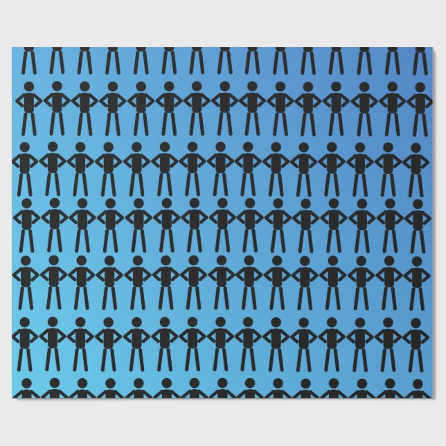 Papel De Presente Papel de enrolamento de Black Stick Men (Aberto)