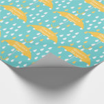 Papel De Presente Papel de enrolamento de Chás personalizados do Rai<br><div class="desc">Papel de embrulho na moda ou chá de fraldas feito em azul-aqua,  com um grande padrão de chuva branco e amarelo,  com guarda-chuvas grandes e amarelos. Personalize o texto em branco para o evento do seu chá.</div>