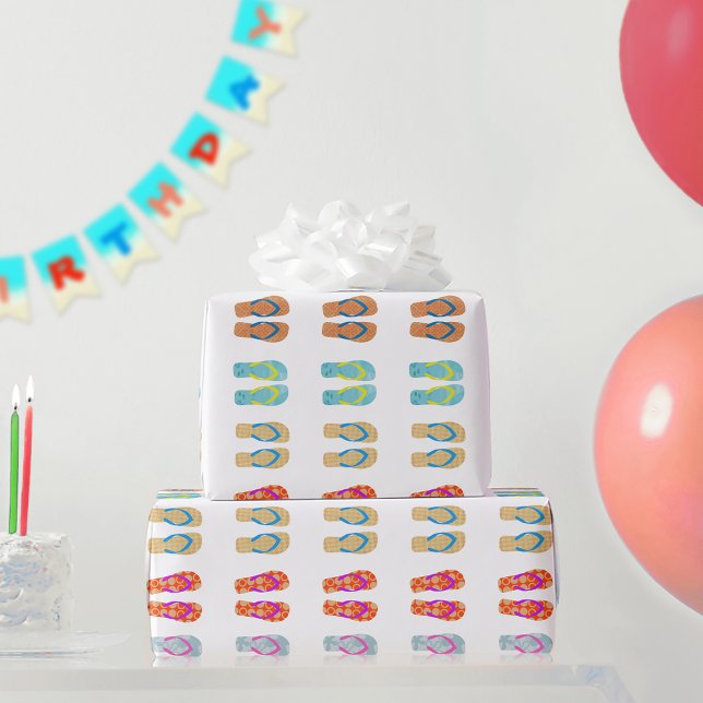 Papel De Presente Papel de enrolamento de Chinelos da Summer Beach (Criador carregado)