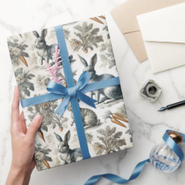 Papel De Presente Papel de enrolamento de coelhos de páscoa - Cinzas
