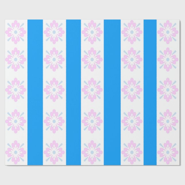 Papel De Presente Papel de enrolamento de Damasco rosa e Azul (Aberto)