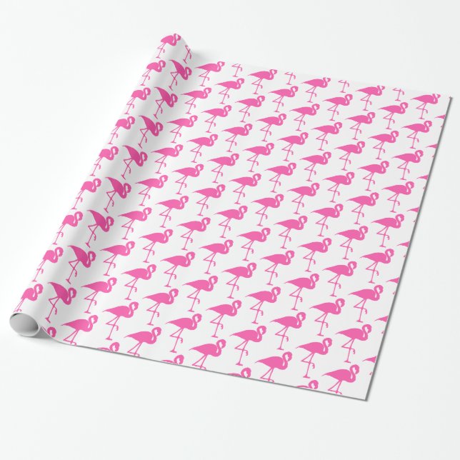 Papel De Presente Papel de enrolamento de Flamingo branco e rosa (Desenrolado)
