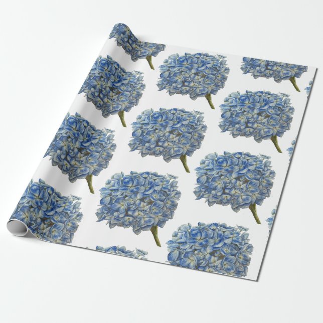 Papel De Presente Papel de enrolamento de Hydrangea azul (Desenrolado)