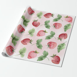 Papel De Presente Papel de enrolamento de morango rosa