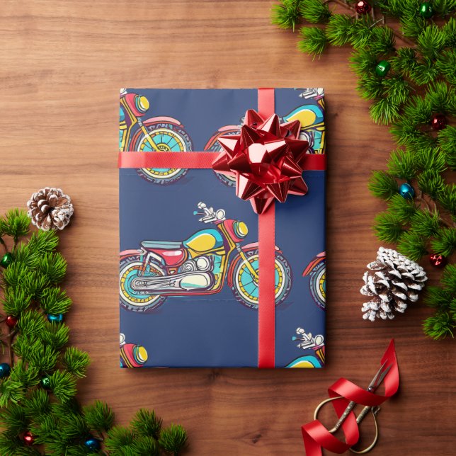 Papel De Presente Papel de enrolamento de moto (Presente de Natal)