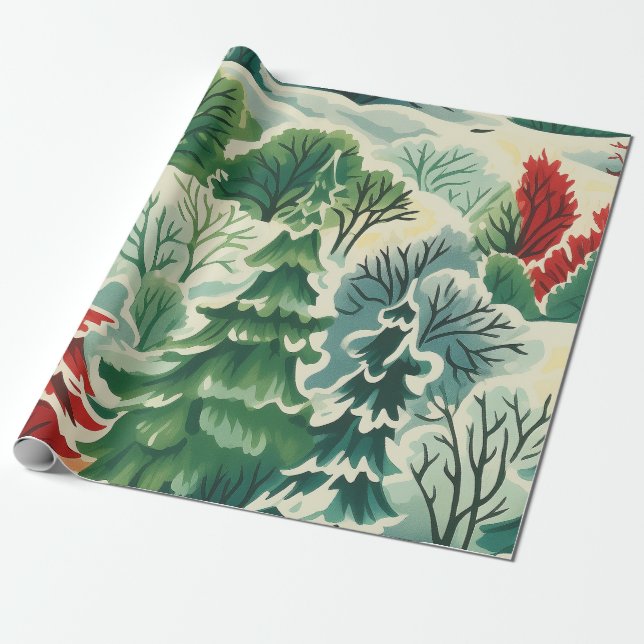 Papel De Presente Papel de enrolamento de Natal retrô de 1930 (Desenrolado)