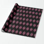 Papel De Presente Papel de enrolamento de padrões de rendas cor-de-r<br><div class="desc">Um bonito padrão de estilo rosa e preto enfeita este elegante papel de embrulho. Este papel de embrulho de na moda é excelente para um aniversário,  casamento,  Natal,  meninas,  adolescentes,  mulheres,  etc... . O design é da arte original.</div>