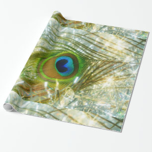 Papel De Presente Papel de enrolamento de penas de peacock espumante