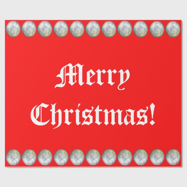 Papel De Presente Papel de enrolamento de prata e de Natal vermelho (Aberto)