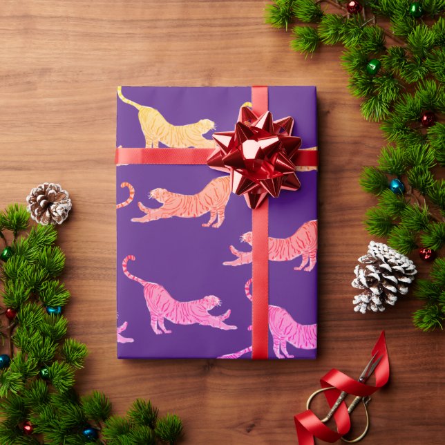 Papel De Presente Papel de enrolamento de tigres amarelos (Presente de Natal)