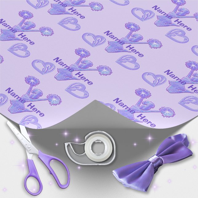 Papel De Presente Papel de enrolamento de torre personalizado e roxo (Purple, Cheerleader wrapping paper. Cheerleading party supplies. Personalized, Cheer wrapping paper.)