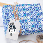 Papel De Presente Papel de enrolamento do Azulejo azul mediterrânico<br><div class="desc">O papel de enrolamento do Azulejo azul mediterrânico é bonito para qualquer ocasião! Este artigo combina com o nosso Chá de panela de Azulejo Azul e Convites de Casamento do Mediterrâneo</div>