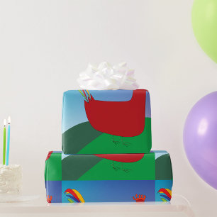 Papel De Presente Papel de enrolamento do galo vermelho