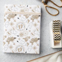 Papel De Presente Papel de enrolamento do mapa do mundo do Chá de fr