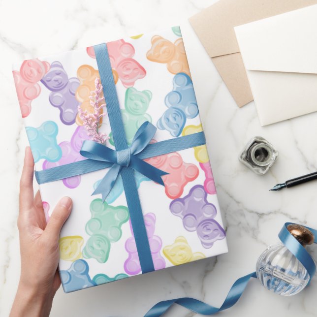 Papel De Presente Papel de enrolamento do partido Pastel Gummy Bears (Presentear)