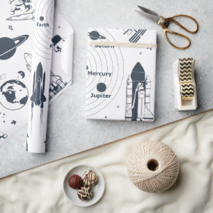 Papel De Presente Papel de enrolamento do sistema solar dos astronau