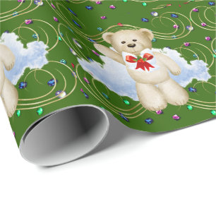 Papel De Presente Papel De Enrolamento Do Urso De Natal