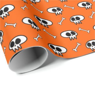 Papel De Presente Papel de enrolamento dos Skulls n' Bones (Orange)