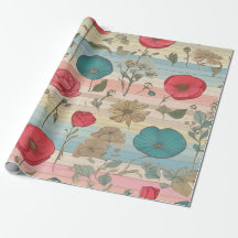 Papel de enrolamento Floral, Cor-de-Algodão, Rosa