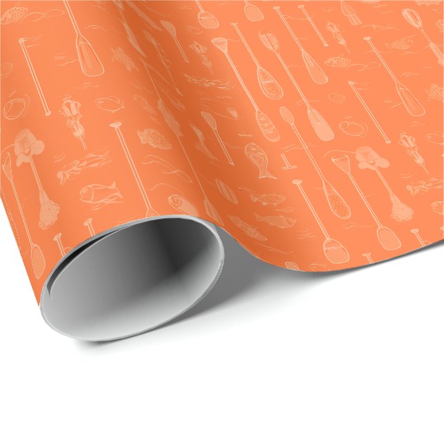 Papel De Presente Papel de enrolamento para baixo - Laranja em laran (Ponta do rolo)