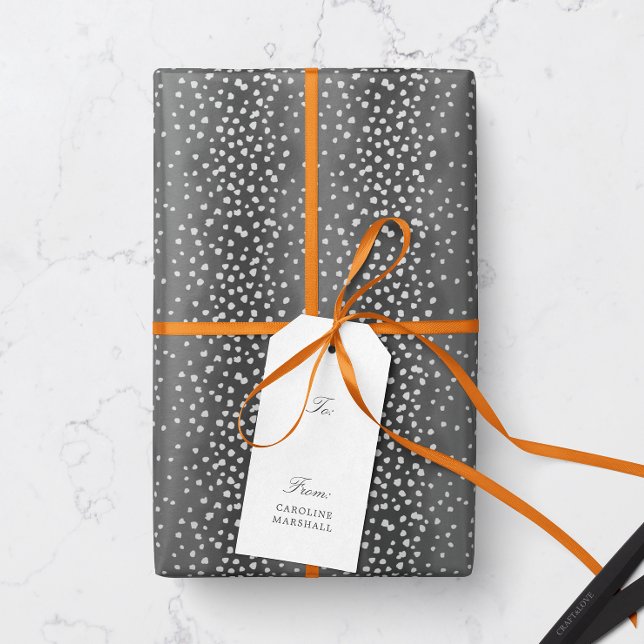 Papel De Presente Papel de enrolamento para Cinzas de carvão (animal print baby deer fawn spot patterned gift wrapping paper in dark charcoal gray)