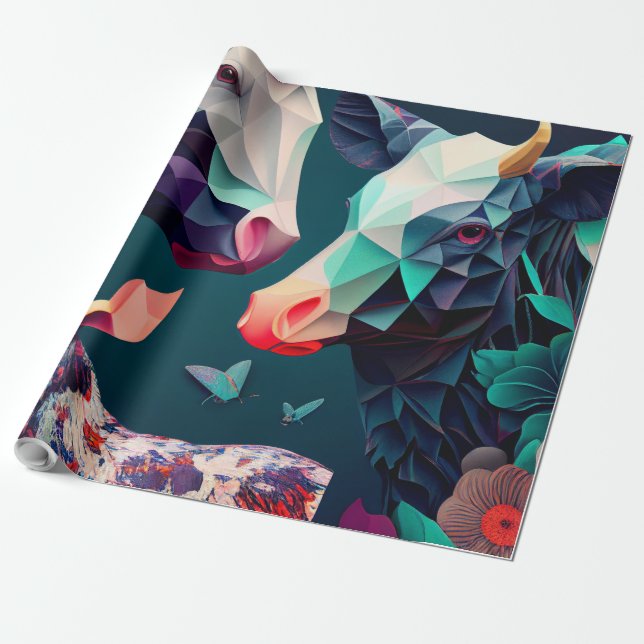 Papel De Presente Papel de enrolamento para impressão em animais na  (Desenrolado)