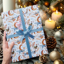 Papel De Presente Papel de enrolamento personalizado boho com floral