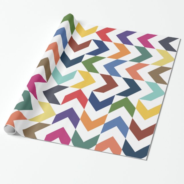 Papel De Presente Papel de enrolamento Rainbow ZigZag (Desenrolado)