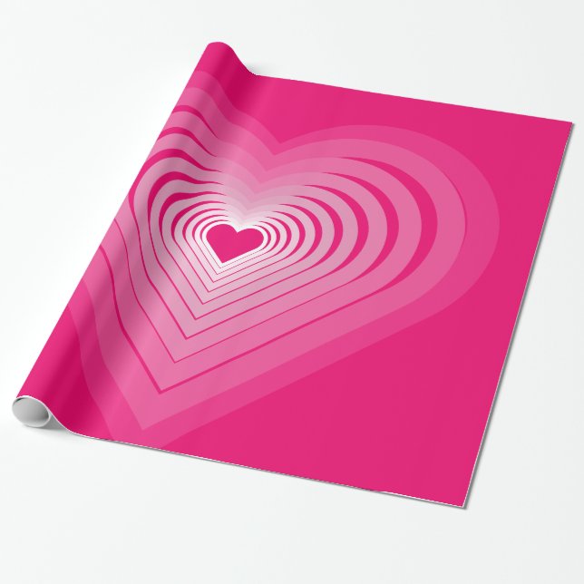 Papel De Presente Papel de enrolamento rosa com coração - Amor (Desenrolado)