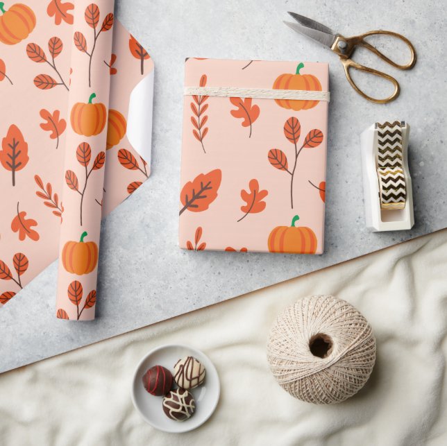 Papel De Presente Papel de enrolamento sem costura folha de outono c (Artesanato)