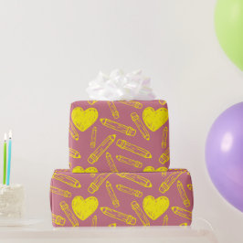 Papel De Presente Papel de enrolamento sem costura na escola com láp