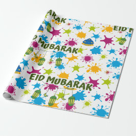 Papel De Presente Papel de enrolamento Splash Eid Mubarak