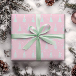 Papel De Presente Papel de enrolamento verde da árvore pastel minima