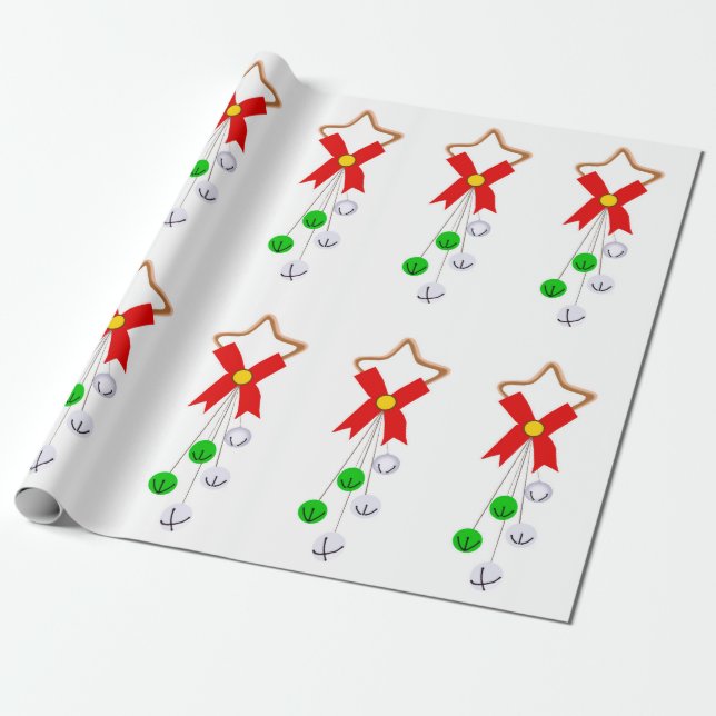 Papel De Presente Papel de enrolamento verde e Enfeites de natal pra (Desenrolado)