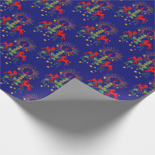 Papel De Presente Papel de envolvimento antigo do Natal da rena