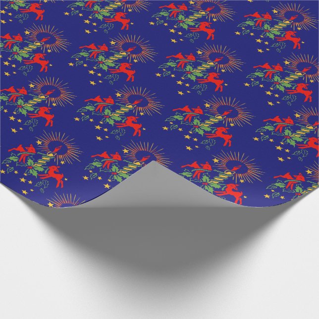 Papel De Presente Papel de envolvimento antigo do Natal da rena (Ponta)