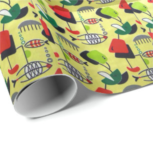 Papel De Presente Papel de envolvimento atômico moderno dos peixes